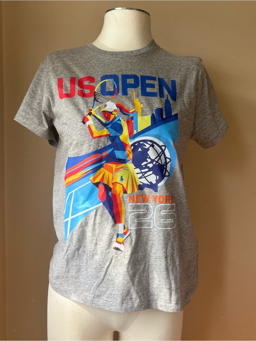 US Open Gray Polo Ralph Lauren Graphic Tennis Tee - Women's Fit